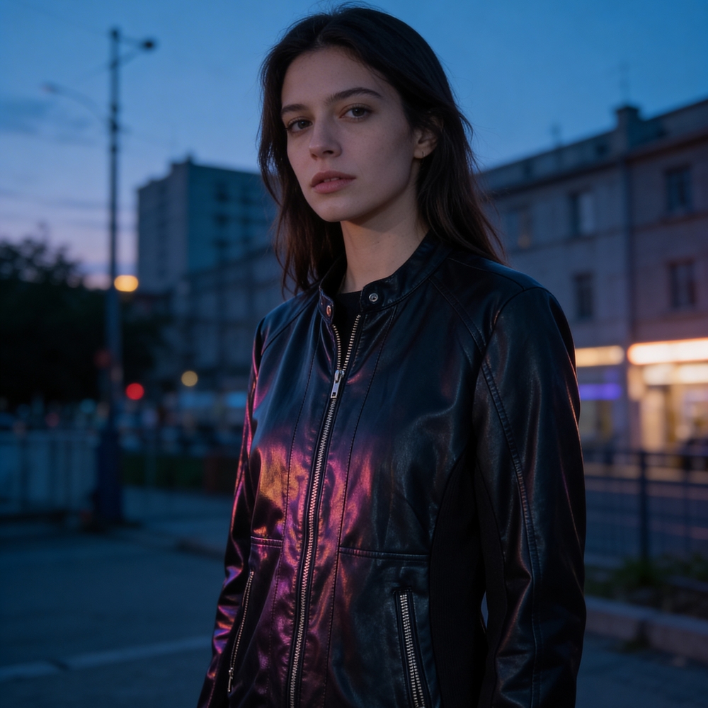 a.n.a Black Faux Leather Zip Jacket with Subtle Sheen